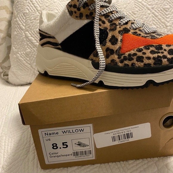 Orange and Leopard Willow Style Sneakers - Picture 2 of 5